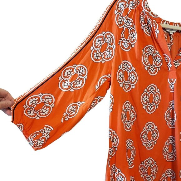Crown & Ivy Womens Printed Boho Blouse With 3/4 Sleeves & Elastic Cuffs Size S - Picture 4 of 14